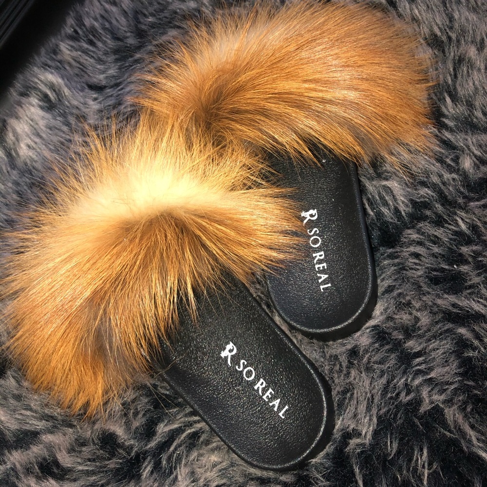 Red Fox Fur Slides